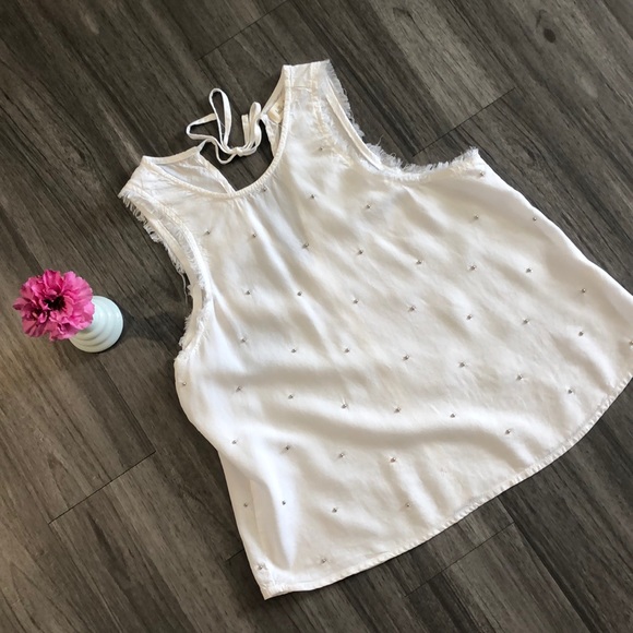 Bella Dahl Tops - Bella Dahl Beaded Frayed Tank top